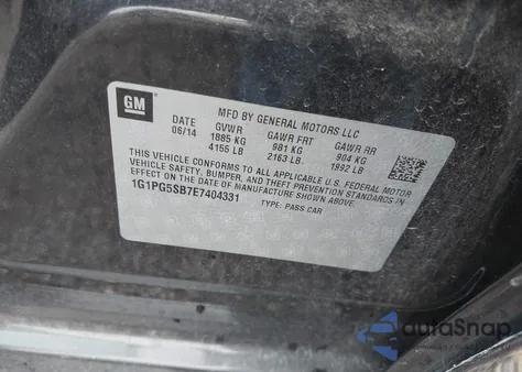 2014 Chevrolet Cruze Ltz из США, поврежденный, VIN 1G1PG5SB7E7404331